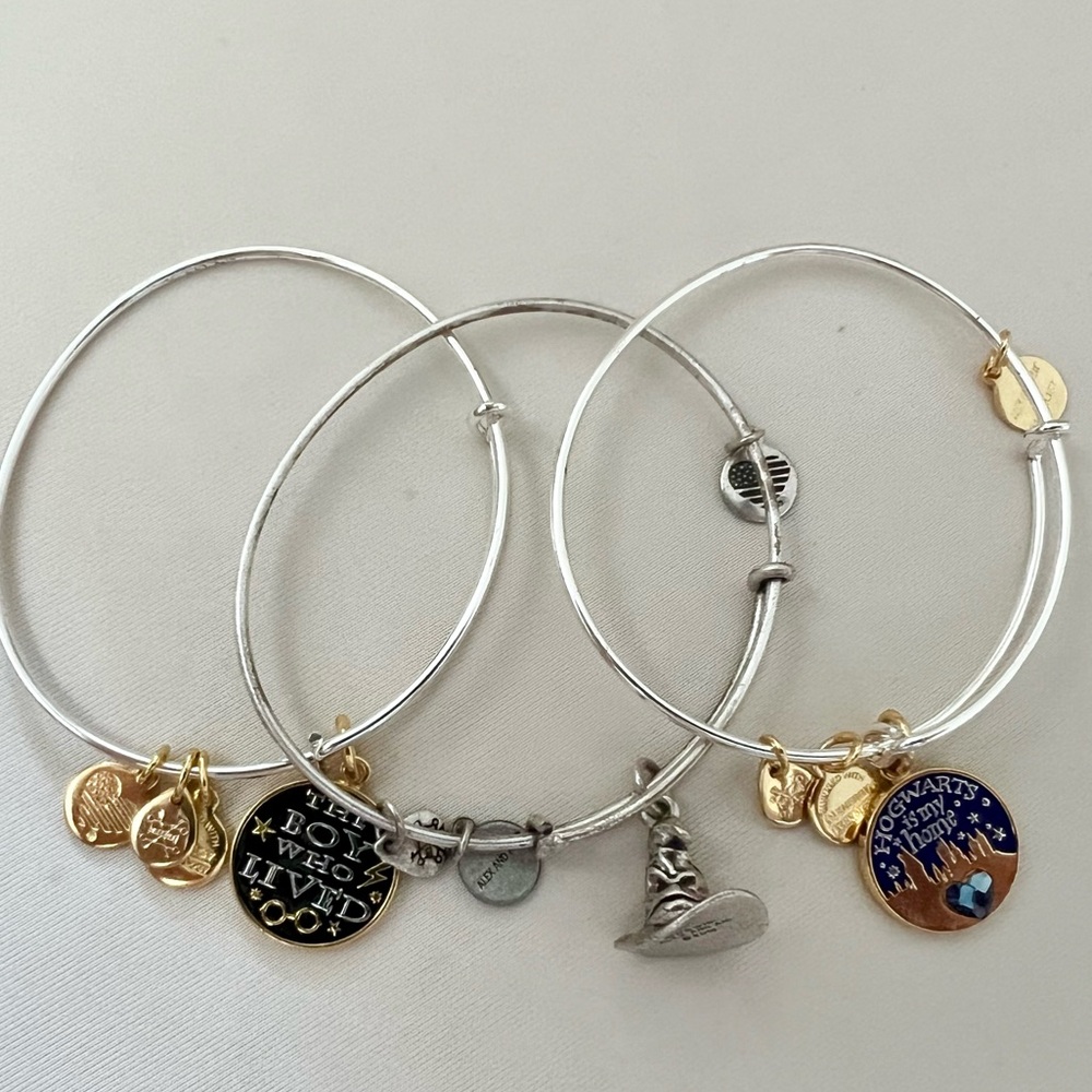 Set of three Harry Potter Alex and Ani Bracelets.